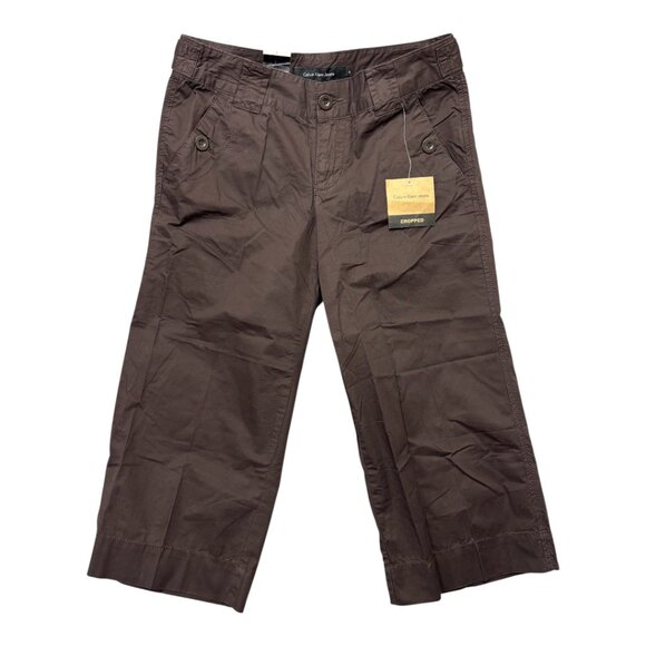 Calvin Klein Jeans Women's Cropped Rich Cocoa Pants Size 6 NWT - Picture 1 of 3